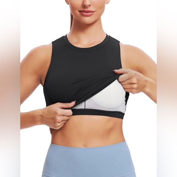 Natural Feelings Sports Bras for Women,Sleeveless Fitness Crop Tops, Black - NWT - Picture 3 of 8
